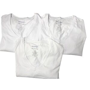 Twillory Men's Performance V-Neck Undershirts Lot of 3 White Large L Soft
